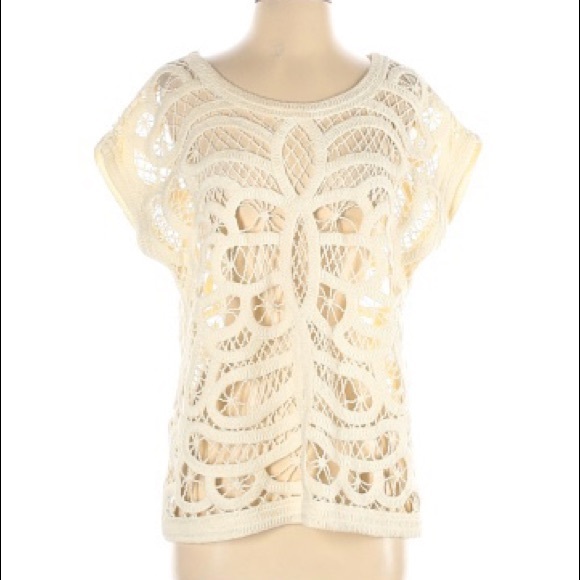 Pullover Knit Coverup Top, Ivory, Anthropologie, M - Picture 3 of 12